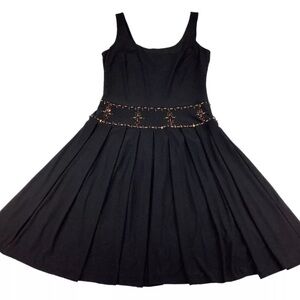 Talbots Women's 10P Petite Black Pleated A-Line Sleeveless Dress